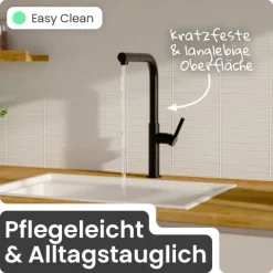 instmaier Cassia Niederdruck Spültischarmatur | Edelstahl| Küchenarmatur mit herausziebarem Auslauf