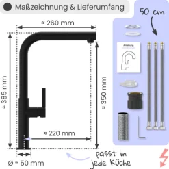 instmaier Cassia Niederdruck Spültischarmatur | Edelstahl| Küchenarmatur mit herausziebarem Auslauf