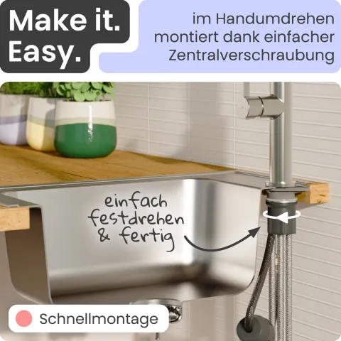 instmaier Cassia Niederdruck Spültischarmatur | Edelstahl| Küchenarmatur mit herausziebarem Auslauf