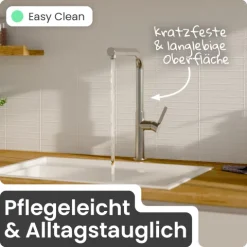 instmaier Cassia Niederdruck Spültischarmatur | Edelstahl| Küchenarmatur mit herausziebarem Auslauf