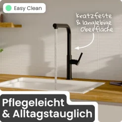instmaier Cassia Spültischarmatur | schwarz matt | Küchenarmatur mit herausziebarem Auslauf