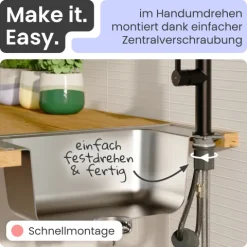 instmaier Cassia Spültischarmatur | schwarz matt | Küchenarmatur mit herausziebarem Auslauf