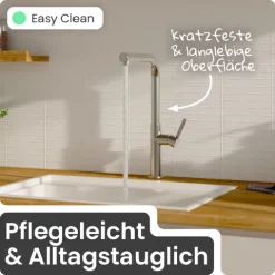 instmaier Cassia Spültischarmatur | Edelstahl| Küchenarmatur mit herausziebarem Auslauf