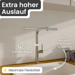 instmaier Cassia Spültischarmatur | Edelstahl| Küchenarmatur mit herausziebarem Auslauf