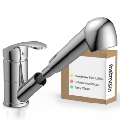 instmaier Küchenarmatur Elena | Ausziehbare Brause | Wasserhahn Küche mit 2 Funktionen | Spültischarmatur Chrom | 360° schwenkbar | mit Zentralverschraubung