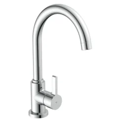 instmaier Küchenarmatur Leona | 360° schwenkbar | Wasserhahn Küche | Spültischarmatur Chrom | Hoher Auslauf | mit Zentralverschraubung