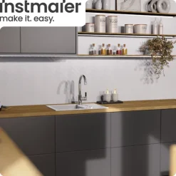 instmaier Küchenarmatur Leona | 360° schwenkbar | Wasserhahn Küche | Spültischarmatur Chrom | Hoher Auslauf | mit Zentralverschraubung