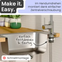 instmaier Küchenarmatur Leona | 360° schwenkbar | Wasserhahn Küche | Spültischarmatur Chrom | Hoher Auslauf | mit Zentralverschraubung