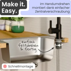 instmaier Küchenarmatur Leona | 360° schwenkbar | Wasserhahn Küche | Spültischarmatur Schwarz Matt | Hoher Auslauf | mit Zentralverschraubung