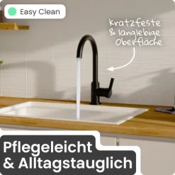 instmaier Küchenarmatur Leona | 360° schwenkbar | Wasserhahn Küche | Spültischarmatur Schwarz Matt | Hoher Auslauf | mit Zentralverschraubung