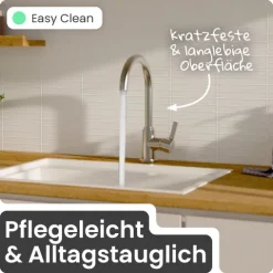 instmaier Küchenarmatur Leona | 360° schwenkbar | Wasserhahn Küche | Spültischarmatur Edelstahlfarben | Hoher Auslauf | mit Zentralverschraubung