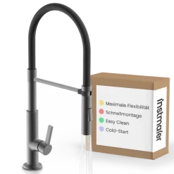 instmaier Küchenarmatur Nova | Flexible Geschirrbrause | Wasserhahn Küche mit 2 Funktionen | Spültischarmatur Graphit / Schwarz | 360° schwenkbar | mit Zentralverschraubung