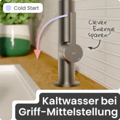 instmaier Küchenarmatur Nova | Flexible Geschirrbrause | Wasserhahn Küche mit 2 Funktionen | Spültischarmatur Graphit / Schwarz | 360° schwenkbar | mit Zentralverschraubung
