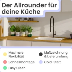 instmaier Küchenarmatur Nova | Flexible Geschirrbrause | Wasserhahn Küche mit 2 Funktionen | Spültischarmatur Graphit / Schwarz | 360° schwenkbar | mit Zentralverschraubung