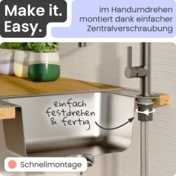 instmaier Küchenarmatur Nova | Flexible Geschirrbrause | Wasserhahn Küche mit 2 Funktionen | Spültischarmatur Graphit / Schwarz | 360° schwenkbar | mit Zentralverschraubung