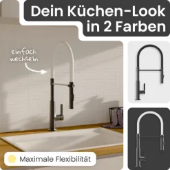 instmaier Küchenarmatur Nova | Flexible Geschirrbrause | Wasserhahn Küche mit 2 Funktionen | Spültischarmatur Graphit / Schwarz | 360° schwenkbar | mit Zentralverschraubung
