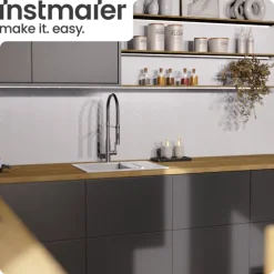 instmaier Küchenarmatur Nova | Flexible Geschirrbrause | Wasserhahn Küche mit 2 Funktionen | Spültischarmatur Graphit / Schwarz | 360° schwenkbar | mit Zentralverschraubung