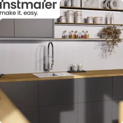 instmaier Küchenarmatur Nova | Flexible Geschirrbrause | Wasserhahn Küche mit 2 Funktionen | Spültischarmatur Chrom / Schwarz | 360° schwenkbar | mit Zentralverschraubung