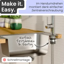 instmaier Küchenarmatur Nova | Flexible Geschirrbrause | Wasserhahn Küche mit 2 Funktionen | Spültischarmatur Chrom / Schwarz | 360° schwenkbar | mit Zentralverschraubung