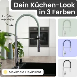 instmaier Küchenarmatur Nova | Flexible Geschirrbrause | Wasserhahn Küche mit 2 Funktionen | Spültischarmatur Chrom / Schwarz | 360° schwenkbar | mit Zentralverschraubung
