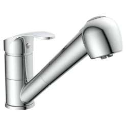 instmaier Niederdruck Küchenarmatur Elena | Ausziehbare Brause | Wasserhahn Küche mit 2 Funktionen | Spültischarmatur Chrom | 360° schwenkbar | mit Zentralverschraubung