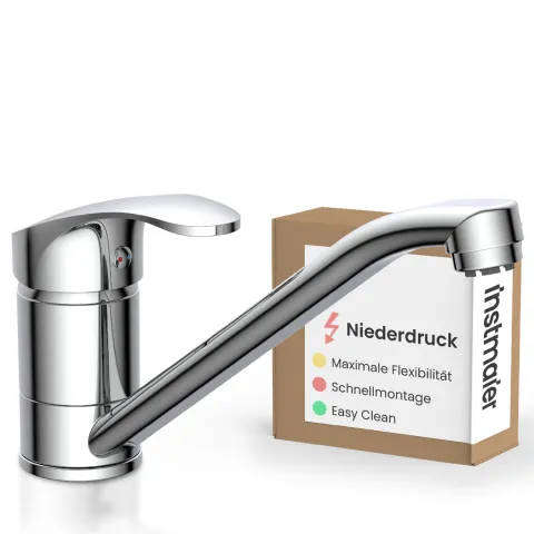 instmaier Niederdruck Küchenarmatur Vera | 360° schwenkbar | Wasserhahn Küche | Spültischarmatur Chrom | mit Zentralverschraubung