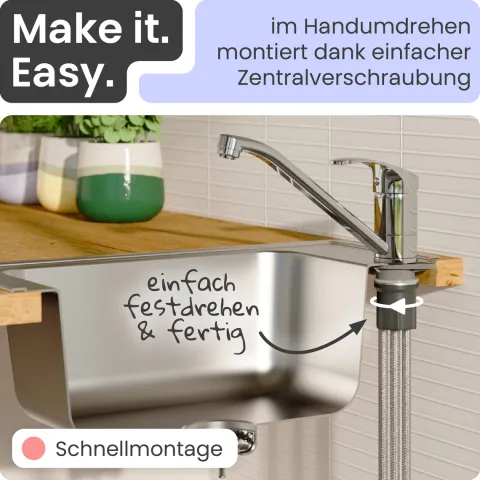 instmaier Niederdruck Küchenarmatur Vera | 360° schwenkbar | Wasserhahn Küche | Spültischarmatur Chrom | mit Zentralverschraubung