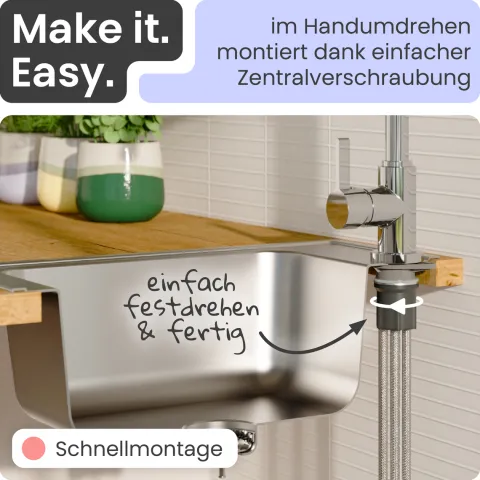 instmaier Niederdruck Küchenarmatur Leona | 360° schwenkbar | Wasserhahn Küche | Spültischarmatur Chrom | Hoher Auslauf | mit Zentralverschraubung