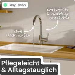 instmaier Niederdruck Küchenarmatur Leona | 360° schwenkbar | Wasserhahn Küche | Spültischarmatur Chrom | Hoher Auslauf | mit Zentralverschraubung