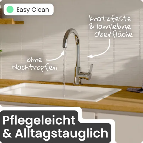 instmaier Niederdruck Küchenarmatur Leona | 360° schwenkbar | Wasserhahn Küche | Spültischarmatur Chrom | Hoher Auslauf | mit Zentralverschraubung