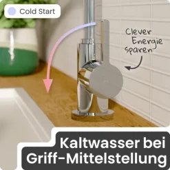 instmaier Niederdruck Küchenarmatur Leona | 360° schwenkbar | Wasserhahn Küche | Spültischarmatur Chrom | Hoher Auslauf | mit Zentralverschraubung
