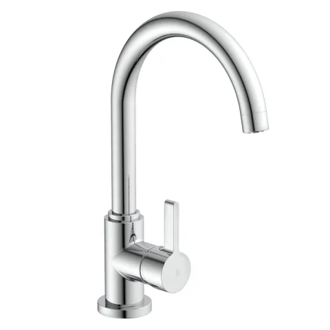instmaier Niederdruck Küchenarmatur Leona | 360° schwenkbar | Wasserhahn Küche | Spültischarmatur Chrom | Hoher Auslauf | mit Zentralverschraubung
