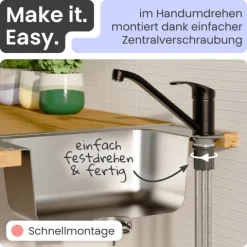 instmaier Niederdruck Küchenarmatur Vera | 360° schwenkbar | Wasserhahn Küche | Spültischarmatur Schwarz Matt | mit Zentralverschraubung