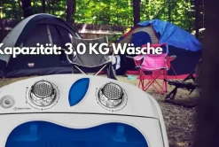 JUNG ADLER AD8051 Mini Waschmaschine mit Schleuder blau, Waschautomat bis 3 KG, Reisewaschmaschine, Miniwaschmaschine, Camping Mobile Waschmaschine, Toploader (1 Kammer)
