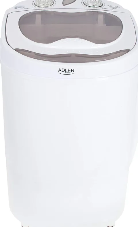 JUNG ADLER AD8055 Mini Waschmaschine mit Schleuder weiss, Waschautomat bis 3 KG, 15 Min Waschprogramm Reisewaschmaschine, Miniwaschmaschine, Camping Mobile Waschmaschine, Toploader (1 Kammer)