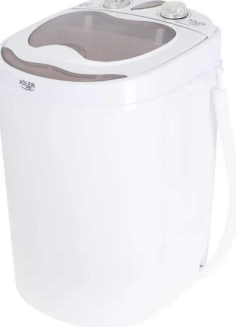 JUNG ADLER AD8055 Mini Waschmaschine mit Schleuder weiss, Waschautomat bis 3 KG, 15 Min Waschprogramm Reisewaschmaschine, Miniwaschmaschine, Camping Mobile Waschmaschine, Toploader (1 Kammer)