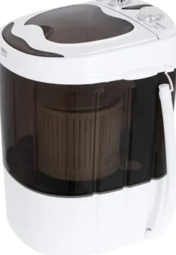 JUNG CAMRY CR8054 Mini Waschmaschine mit Schleuder schwarz/weiss, Waschautomat bis 3 KG, 15 Min Waschprogramm Reisewaschmaschine, Miniwaschmaschine, Camping Mobile Waschmaschine