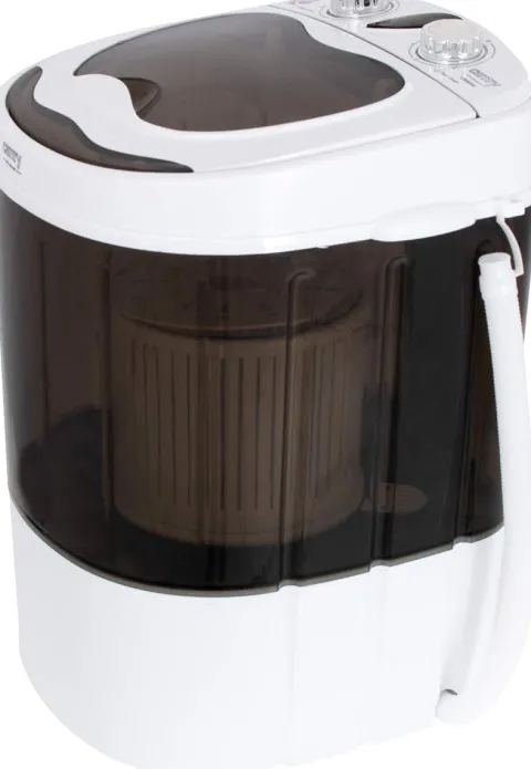JUNG CAMRY CR8054 Mini Waschmaschine mit Schleuder schwarz/weiss, Waschautomat bis 3 KG, 15 Min Waschprogramm Reisewaschmaschine, Miniwaschmaschine, Camping Mobile Waschmaschine