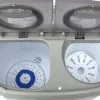 JUNG CAMRY CR8052 Mini Waschmaschine mit Schleuder weiss/grau, Waschautomat bis 3 KG, 2 Kammer Reisewaschmaschine, Miniwaschmaschine, Camping Mobile Waschmaschine, Toploader