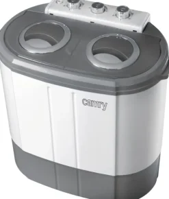 JUNG CAMRY CR8052 Mini Waschmaschine mit Schleuder weiss/grau, Waschautomat bis 3 KG, 2 Kammer Reisewaschmaschine, Miniwaschmaschine, Camping Mobile Waschmaschine, Toploader