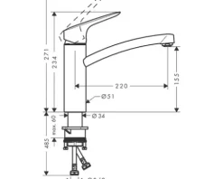 Küchenarmatur mit Einhebelmischer hansgrohe Logis chrom glänzend 71833000