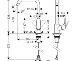 Küchenarmatur mit Einhebelmischer hansgrohe Focus E chrom glänzend 31820000