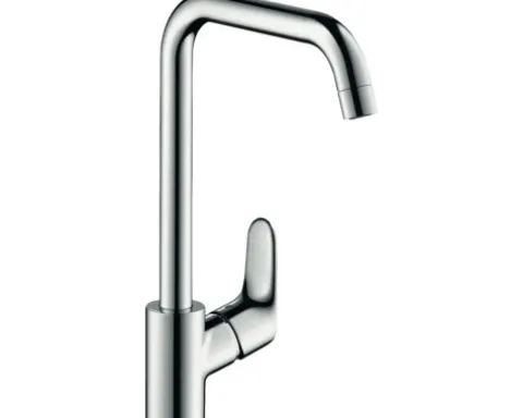Küchenarmatur mit Einhebelmischer hansgrohe Focus E chrom glänzend 31820000