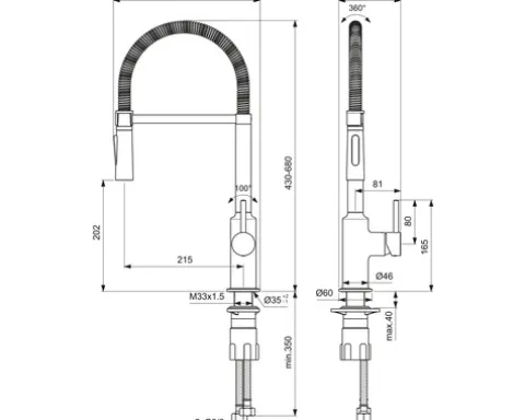Küchenarmatur mit flexiblen Auslauf Ideal Standard Ceralook chrom glänzend BC302AA