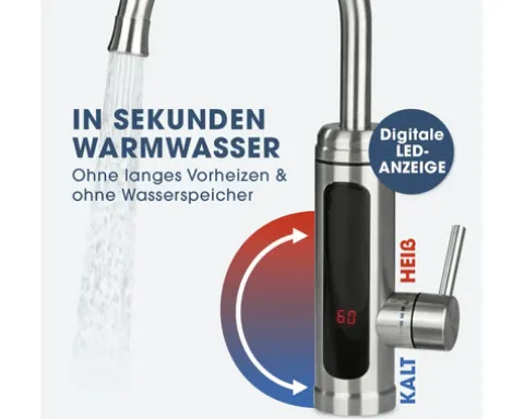 Küchenarmatur mit integriertem Durchlauferhitzer Maxxmee edelstahl 4974