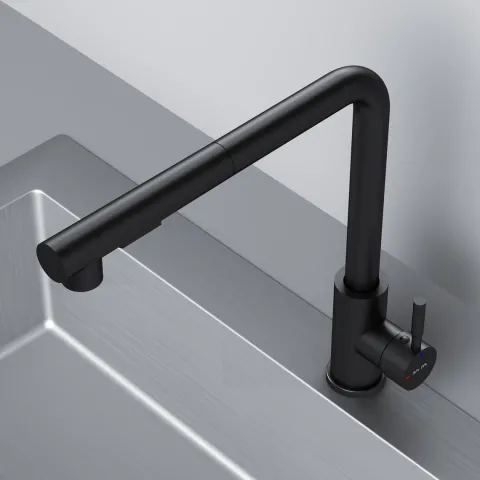 Küchenarmatur X-Joy S Spültischarmatur Küche Spültisch-Einhebelmischer, Schwarz F85B05522
