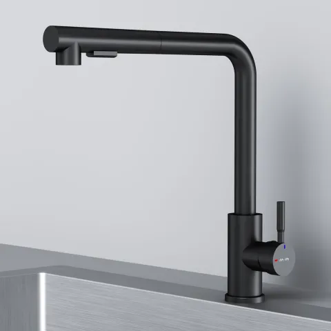 Küchenarmatur X-Joy S Spültischarmatur Küche Spültisch-Einhebelmischer, Schwarz F85B05522