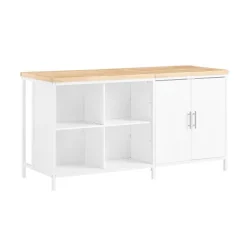 Kücheninsel mit Schrank, Sideboard und Bartisch in Weiß-Natur KNL09-WN