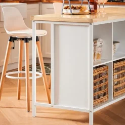 Kücheninsel mit Schrank, Sideboard und Bartisch in Weiß-Natur KNL09-WN