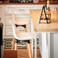 Kücheninsel mit Schrank, Sideboard und Bartisch in Weiß-Natur KNL09-WN